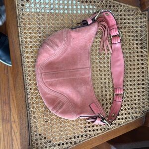 Coach Pink Suede Hobo Bag